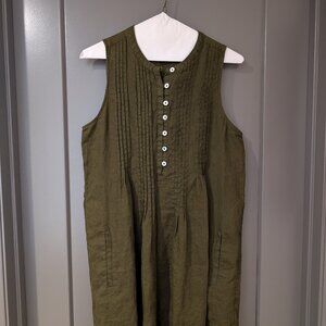 Olive Green Linen Dress